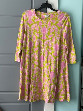 Bright Pink & Lime Patterned Shift Dress